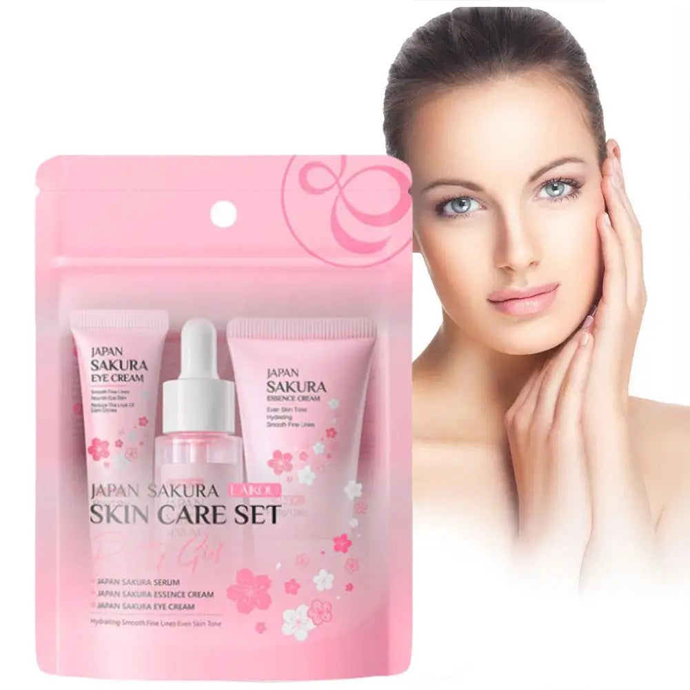 Sakura Skin Care Gift Set – Cleanser, Serum, Eye Cream & Essence Cream for Women