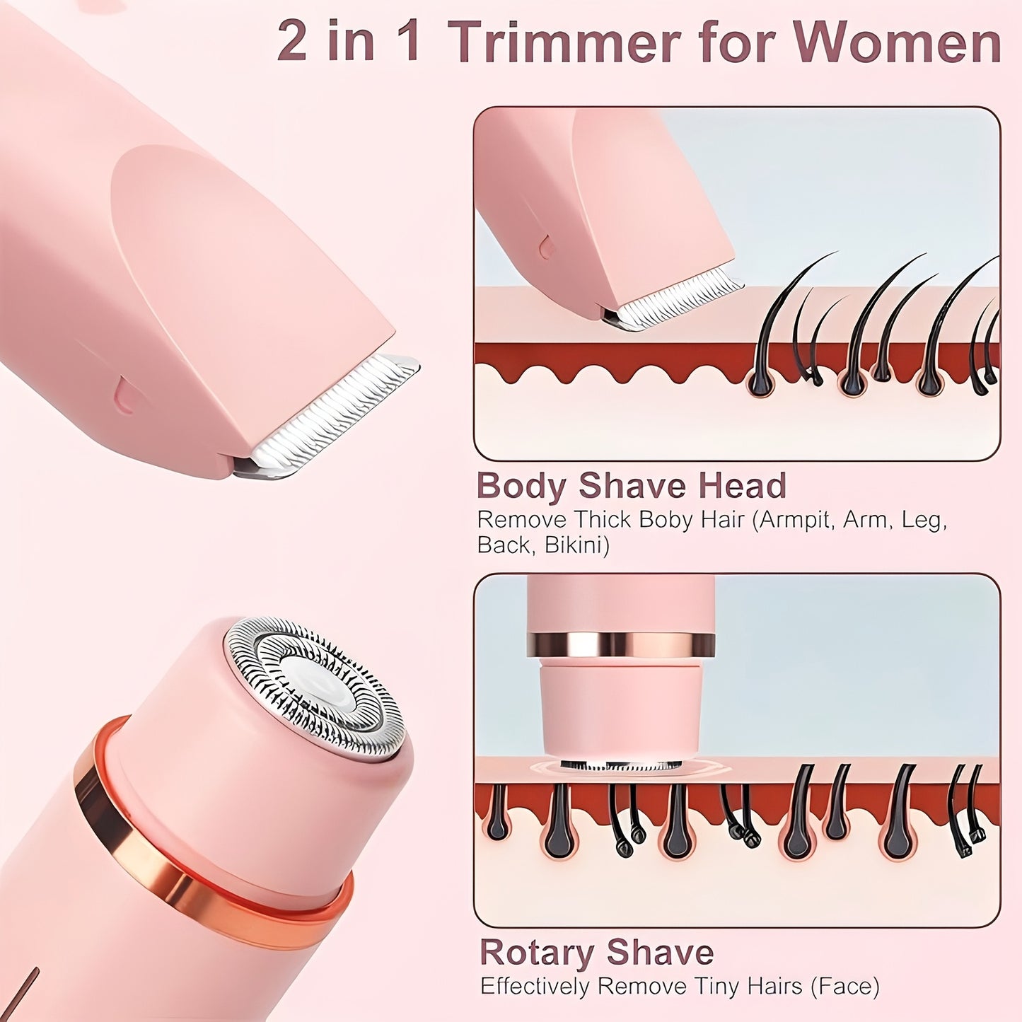 2-in-1 Women’s Dual-Head Electric Shaver & Bikini Trimmer – Gentle, Smooth, Rechargeable